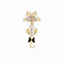 Curly-Tailed Cat Ins Tide Personality Brosche Weiblich Zarte und schöne japanische Anti-Pin-Knopf-Mantel-Accessoires – Kristall von SHOUKAII