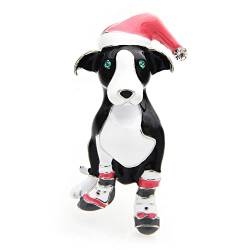 Männer Zubehör Emaille Tragen Kappe Hund Weihnachten Broschen for Frauen Labrador Tier Neujahr Party Casual Brosche Pins Geschenke broschen (Color : Black) von SHOUKAII