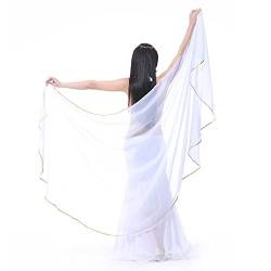 SHOWYOU Leichter Halbkreis Chiffon Hand Schal Bauchtanz Kostüm Outfit Hüfte Schal Pailletten Trim Schals Schleier, Weiss/opulenter Garten, 98.43 x 47.24 inch von SHOWYOU