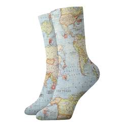 Kurze Socken für Herren und Damen, 30 cm, Motiv: Weltkarte, weich, lustig, Sportsocken, für Fitness, Laufen, Fitnessstudio, Arbeit von SHQD