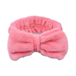 SHTGOI 1 Stück Bowknot Haarbänder Coral Fleece Make up Stirnbänder Elastic Breitkrempe Bogen Haarwickel Handtuch Spa Haarband Kosmetik Sport Bad Dusche Haarband für Damen und Mädchen Wassermelone Rot von SHTGOI