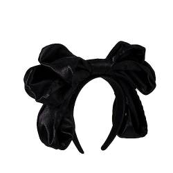 SHTGOI Damen Groß Schleife Haarband Satin Schleife Haarreif Stirnband Wunderschön Haarbänder Bogen Haarband Kopfschmuck Vintage Haar-Accessoires für Frauen Mädchen Cosplay Schwarz von SHTGOI