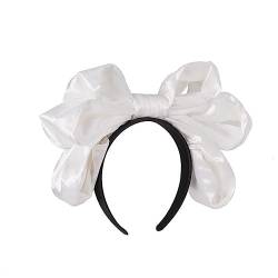 SHTGOI Damen Groß Schleife Haarband Satin Schleife Haarreif Stirnband Wunderschön Haarbänder Bogen Haarband Kopfschmuck Vintage Haar-Accessoires für Frauen Mädchen Cosplay Weiß von SHTGOI