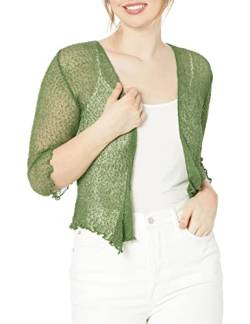 SHU-SHI - Damen Bolero-Cardigan zum Zubinden - transparent - leichtes Strickmaterial - Einheitsgröße - Grün von SHU-SHI