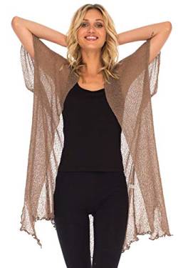 SHU-SHI Langer Kimono-Cardigan für Damen, vorne offen - Braun - Einheitsgröße von SHU-SHI