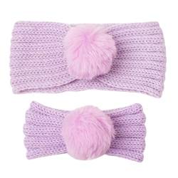 Damen-Weihnachts-Stirnband-Set für die Familie, süße, weiche, dehnbare, gestrickte Stirnbänder, geknotete, solide Kopfbedeckung für Mutter und Baby Ohrenwärmer Damen (Purple, One Size) von SHUIYUE