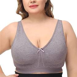 SHUIYUE BH für Frauen Sport-BHS Pull-on BHS, Yoga Tanktop, Sport-BHS, Stoßfest, Hochelastisch, Halt und Komfort Übergrößen BHS (Grey, 120F) von SHUIYUE