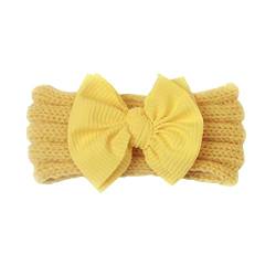 Stirnbänder Baby Mädchen Haarband Baby Schleife Gestrickt Haarband für Neugeborene Baby-Mädchen-Bögen Kopfbedeckung Elastische Haarbänder für Baby Mädchen (b-Yellow, One Size) von SHUIYUE