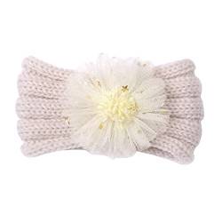 Stirnbänder Baby Mädchen Stretch Gestrickt Stirnband Haarband Schleife Haarband für Neugeborene Baby-Mädchen-Bögen Kopfbedeckung Elastische Haarbänder für Baby Mädchen (Beige, One Size) von SHUIYUE