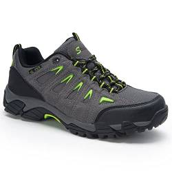 SHULOOK Wanderschuhe Herren Wasserdicht Leichte Outdoor Trekkingschuhe Knöchel Bergschuhe rutschfeste Schuhe Herren Sneaker Ultralight Sportschuhe für Camping, Wandern (Grau Grün, Numeric_43) von SHULOOK