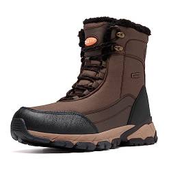 SHULOOK Winterstiefel Herren Wasserdicht Warm Gefüttert Schneestiefel Winterschuhe Herren rutschfeste Hohe Wanderschuhe Herren Outdoor Schuhe Herren Winter für Wandern Arbeiten Camping (Braun EU 41) von SHULOOK