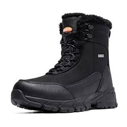 SHULOOK Winterstiefel Herren Wasserdicht Warm Gefüttert Schneestiefel Winterschuhe Herren rutschfeste Hohe Wanderschuhe Herren Outdoor Schuhe Herren Winter für Wandern Arbeiten Camping (Schwarz EU 44) von SHULOOK