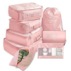 8-teiliges Packwürfel Für Koffer, Reise-Aufbewahrungsset, Reise-Aufbewahrungstasche, Achtteiliges Set, Reisekleidung, Klassifizierung, Aufbewahrungstasche (Pink) von SHUOJIA