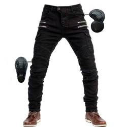 SHUOJIA Herren Motorradhose Jeans mit Schutz Motorrad Biker Pant 4 X Schutzausrüstung (Black, Größe 3XL) von SHUOJIA