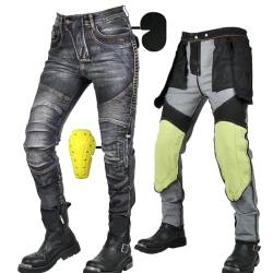 SHUOJIA Motorradhose Herren/Damen,Herren/Damen Motorrad-Jeans Aus Aramidfaser,Sportliche Motorrad Hose Mit Protektoren,Motorrad Schutzhose (Black Female-A,4XL) von SHUOJIA