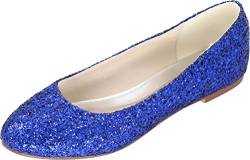 Damen Flache Glitzer-Schuhe für Hochzeiten, flache Pumps, runde Zehenpartie, zum Reinschlüpfen, Blau, Größe 38, blau, 38 EU von SHUTUP.DANCE