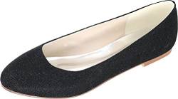 Damen Flache Glitzer-Schuhe für Hochzeiten, flache Pumps, runde Zehenpartie, zum Reinschlüpfen, Schwarz , 41 EU von SHUTUP.DANCE