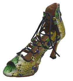 Damen Schnürschuhe Tanzschuhe Latin Stiefeletten Tango Cha-cha Salsa Ballroom Custom Heel und Sohle, Grün - grün - Größe: 34 EU von SHUTUP.DANCE