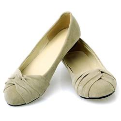Lässige Damen-Loafer, flache Schuhe, beflockt, flach, flach, flach, Frühling, Herbst, bequeme Ballettschuhe, Damen, Arbeits-Loafer-Schuhe, große Größe, beflockt, hautfarben, 8 von SHUXI