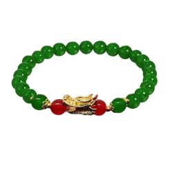 SHUZHENG 2024 New Year of Dragon Perlen Strech Armband, Handgemachte Kristall Pi Yao Drachen Anhänger Armband Chinesische Sternzeichen Feng Shui Glück Amulett Stretch Armbänder, Keramik, Kein von SHUZHENG