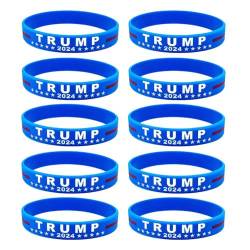 SHYKNYU Trump 2024 Kampagnen-Armbänder, Sportarmband, Silikon, Wahlarmband, Trump-Fan, inspirierende Armbänder, Voter, Schmuck, Geschenke, 10 Stück, Silikon, Kein Edelstein von SHYKNYU
