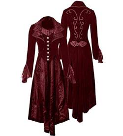 Renaissance Steampunk Tailcoat Halloween Kostüme für Frauen Mittelalter viktorianischer Pirat Vampir Jacken Vintage Frock Coat - Rot - Large von SIAEAMRG