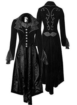 Renaissance Steampunk Tailcoat Halloween Kostüme für Frauen Mittelalter viktorianischer Pirat Vampir Jacken Vintage Frock Coat - Schwarz - Small von SIAEAMRG