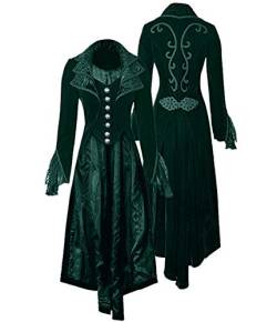 SIAEAMRG Renaissance Steampunk Tailcoat Halloween Kostüme für Frauen Mittelalter viktorianischer Pirat Vampir Jacken Vintage Frock Coat - Grün - Large von SIAEAMRG