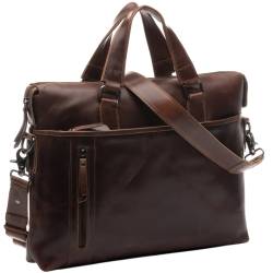 SID & VAIN Businesstasche Leder LONDON braun-cognac 15" Laptoptasche mit abnehmbaren Schultergurt von SID & VAIN