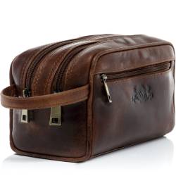 SID & VAIN Kulturtasche Leder GATWICK braun Kulturbeutel Necessaire von SID & VAIN