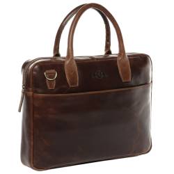 SID & VAIN Laptoptasche Leder BOSTON braun 17" Businesstasche von SID & VAIN