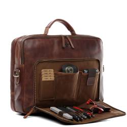 SID & VAIN Laptoptasche Leder SIMON braun 15" Businesstasche von SID & VAIN