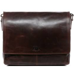 SID & VAIN Messenger Bag BÃ¼ffelleder SPENCER braun 15" Laptopfach von SID & VAIN