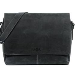 SID & VAIN Messenger Bag BÃ¼ffelleder SPENCER grau 15" Businesstasche von SID & VAIN