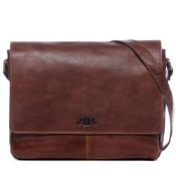 SID & VAIN Messenger Bag Leder SPENCER 15" vintage-braun von SID & VAIN