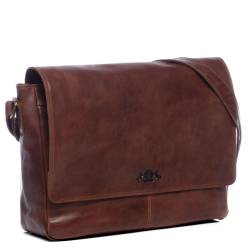 SID & VAIN Messenger Bag Leder SPENCER braun 15" Businesstasche von SID & VAIN
