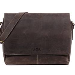 SID & VAIN Messenger Bag Leder SPENCER braun 15" Laptoptasche von SID & VAIN