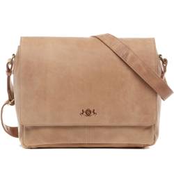 SID & VAIN Messenger Bag Leder SPENCER braun-beige 15" Business Tasche von SID & VAIN