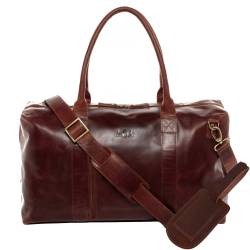 SID & VAIN Reisetasche Leder YALE ZIP braun Weekender AnhÃ¤nger von SID & VAIN