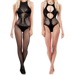 SIEUUOAK 2 Stück Damen Dessous Sets Spitzen Bodystockings Fischnetz Bodys Dessous Nachtwäsche Spitze Bodystockings Netz Dessous Frauen Dessous Frauen Schwarz Strümpfe Fischnetz Kleider von SIEUUOAK