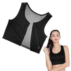 SIEUUOAK Brustbinder Reißverschluss Damen Chest Binder FTM Binder BH Binder Trans Reißverschluss Trans Binder für Tomboy Half Chest Binder Bequem Atmungsaktiv Unisex (Schwarz & Größe XL) von SIEUUOAK