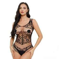 SIEUUOAK Erotische Dessous, Frau Schwarzer Bodystocking Reizvolle Wäsche Ouvert Bodysuit Sets, Perspektiv Negligee Dessous, Fischnetz Body Netz Bodysuit, Erotik Spitze Unterwäsche Sexy Nachtwäsche von SIEUUOAK