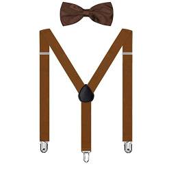 SIFANGPING Herren Hosenträger und Bogen Set Verstellbare Elastische Clip-On-Schlinge Für Die Hochzeit Geeignet-Braun von SIFANGPING