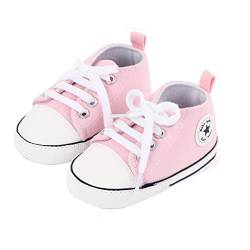 SIFANGPING Lauflernschuhe Baby rutschfeste und atmungsaktive 0-18M Canvas-Schuhe mit weicher Sohle für Jungen und Mädchen EU 17 Hell-Pink von SIFANGPING