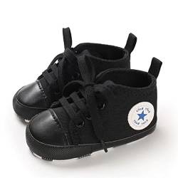 SIFANGPING Lauflernschuhe Baby rutschfeste und atmungsaktive 0-18M Canvas-Schuhe mit weicher Sohle für Jungen und Mädchen EU 18 Dunkles Schwarz von SIFANGPING