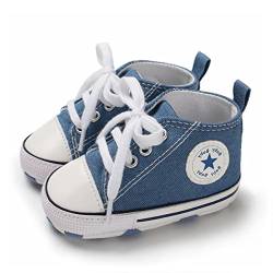 SIFANGPING Lauflernschuhe Baby rutschfeste und atmungsaktive 0-18M Canvas-Schuhe mit weicher Sohle für Jungen und Mädchen EU 18 Hellblau von SIFANGPING