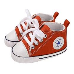 SIFANGPING Lauflernschuhe Baby rutschfeste und atmungsaktive 0-18M Canvas-Schuhe mit weicher Sohle für Jungen und Mädchen EU 18 Orange von SIFANGPING