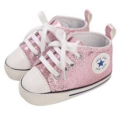 SIFANGPING Lauflernschuhe Baby rutschfeste und atmungsaktive 0-18M Canvas-Schuhe mit weicher Sohle für Jungen und Mädchen EU 18 Rosa von SIFANGPING