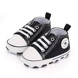 SIFANGPING Lauflernschuhe Baby rutschfeste und atmungsaktive 0-18M Canvas-Schuhe mit weicher Sohle für Jungen und Mädchen EU 18 Schwarz von SIFANGPING