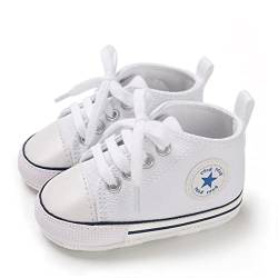 SIFANGPING Lauflernschuhe Baby rutschfeste und atmungsaktive 0-18M Canvas-Schuhe mit weicher Sohle für Jungen und Mädchen EU 18 Weiß von SIFANGPING